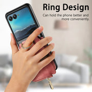 For Motorola Razr 40 Ultra Retro Skin-feel Ring Multi-card Wallet Phone Case(Pink)