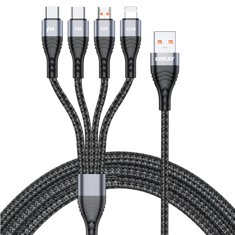 ENKAY 4-in-1 6A USB-A to Type-C / 8 Pin / Micro USB Multifunction Fast Charging Cable, Cable Length:2m(Grey) - Multifunction Cable by ENKAY | Online Shopping South Africa | PMC TechLife | Buy Now Pay Later Mobicred