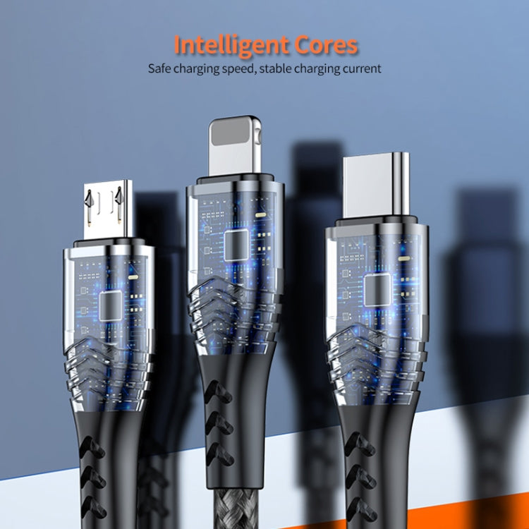 ENKAY 4-in-1 6A USB-A to Type-C / 8 Pin / Micro USB Multifunction Fast Charging Cable, Cable Length:2m(Grey) - Multifunction Cable by ENKAY | Online Shopping South Africa | PMC TechLife | Buy Now Pay Later Mobicred