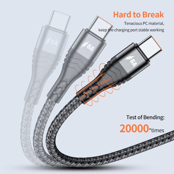 ENKAY 4-in-1 6A USB-A to Type-C / 8 Pin / Micro USB Multifunction Fast Charging Cable, Cable Length:2m(Grey)