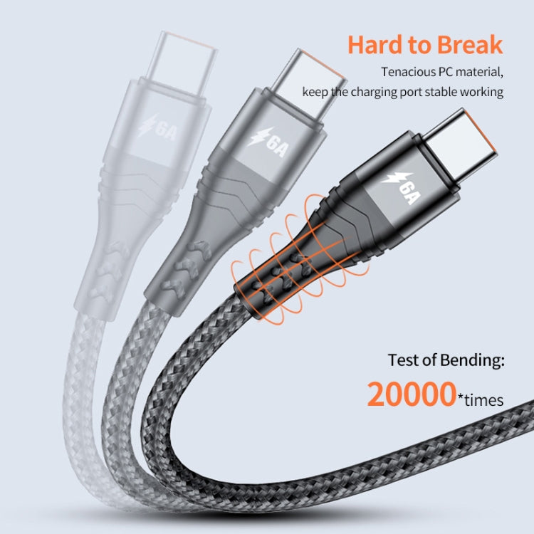 ENKAY 4-in-1 6A USB-A to Type-C / 8 Pin / Micro USB Multifunction Fast Charging Cable, Cable Length:2m(Grey)