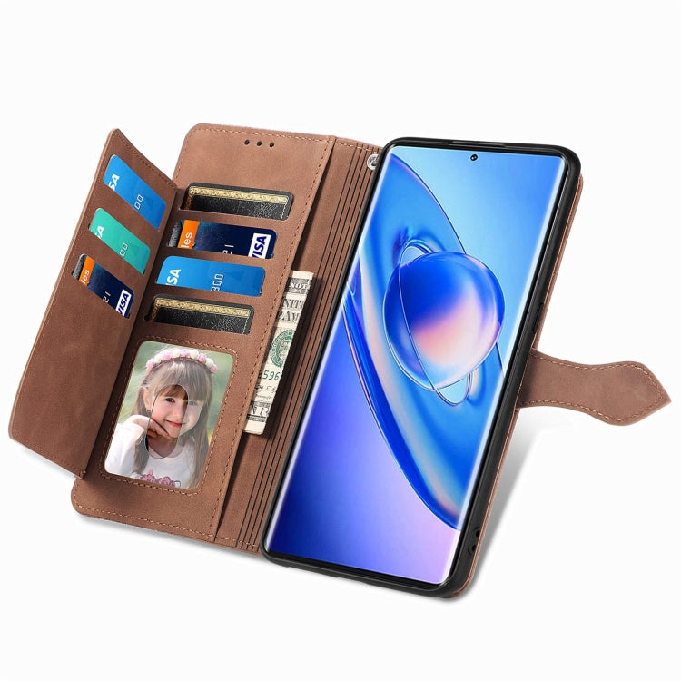 For Blackview A200 Pro Embossed Flower Zipper Leather Phone Case(Brown) - More Brand by PMC TechLife | Online Shopping South Africa | PMC TechLife | Buy Now Pay Later Mobicred