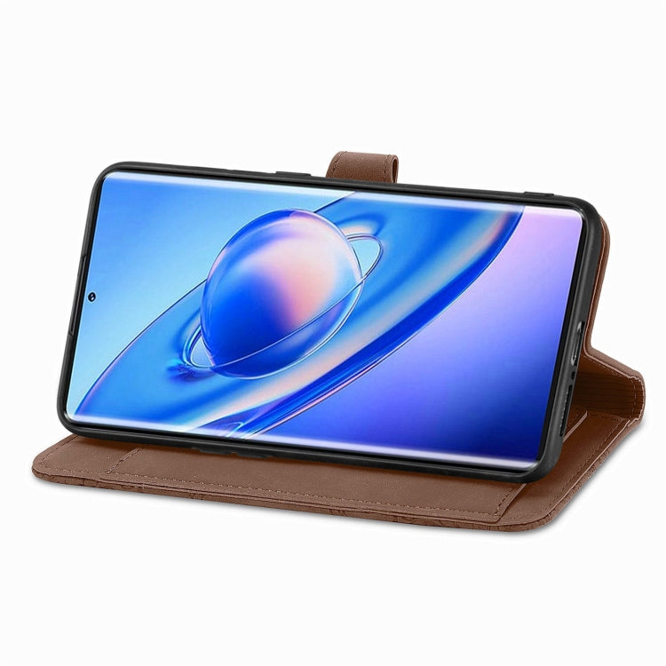 For Blackview A200 Pro Embossed Flower Zipper Leather Phone Case(Brown) - More Brand by PMC TechLife | Online Shopping South Africa | PMC TechLife | Buy Now Pay Later Mobicred