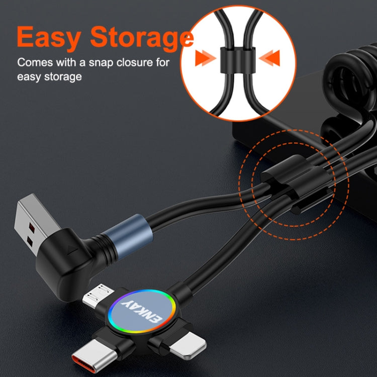 ENKAY 66W Reversible USB to Type-C / 8 Pin / Micro USB Elastic Spring Fast Charging Cable, Length 1.5m(Type B) - free shipping - PMC TechLife - Order now!
