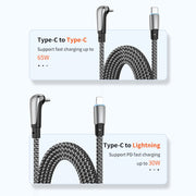ENKAY PD30W Elbow Type-C to 8 Pin Fast Charging Data Braid Cable with Indicator Light, Length:2m