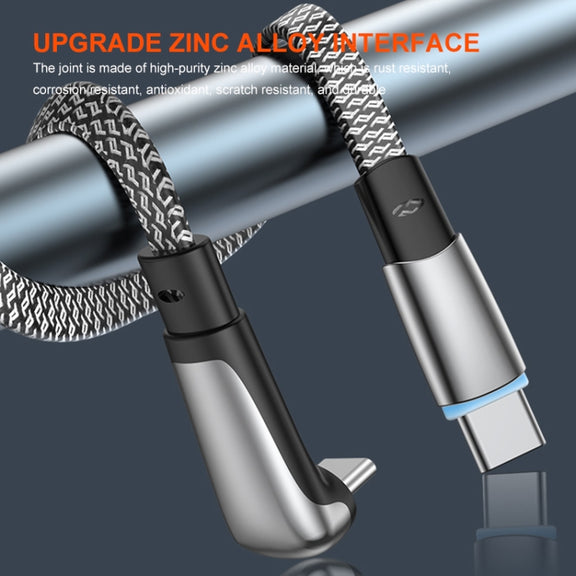 ENKAY PD30W Elbow Type-C to 8 Pin Fast Charging Data Braid Cable with Indicator Light, Length:2m