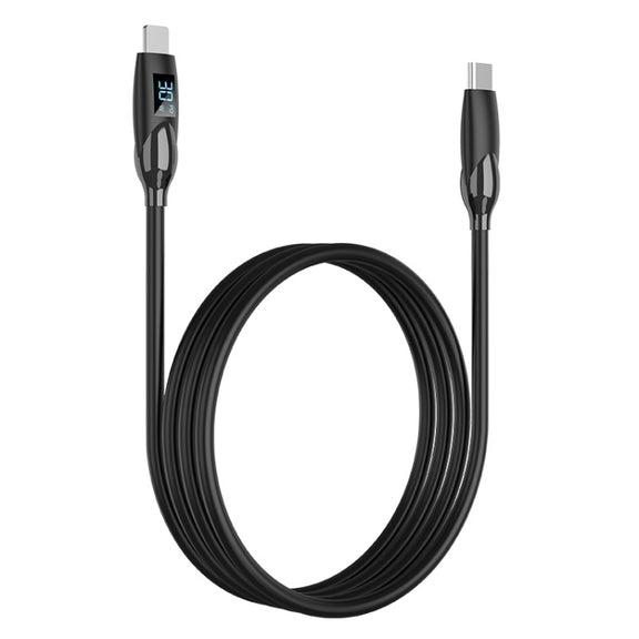 ENKAY PD30W Type-C to 8 Pin Fast Charging Data Silicone Cable with LED Display, Length:2m(Black)
