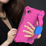 For Alcatel Joy Tab2 2020 / 3T 8.0 Honeycomb EVA Hybrid PC Tablet Case with Strap(Rose Red+Blue)