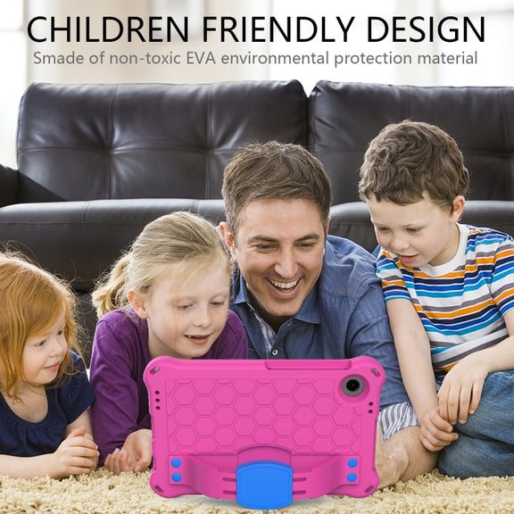 For Alcatel Joy Tab2 2020 / 3T 8.0 Honeycomb EVA Hybrid PC Tablet Case with Strap(Rose Red+Blue)