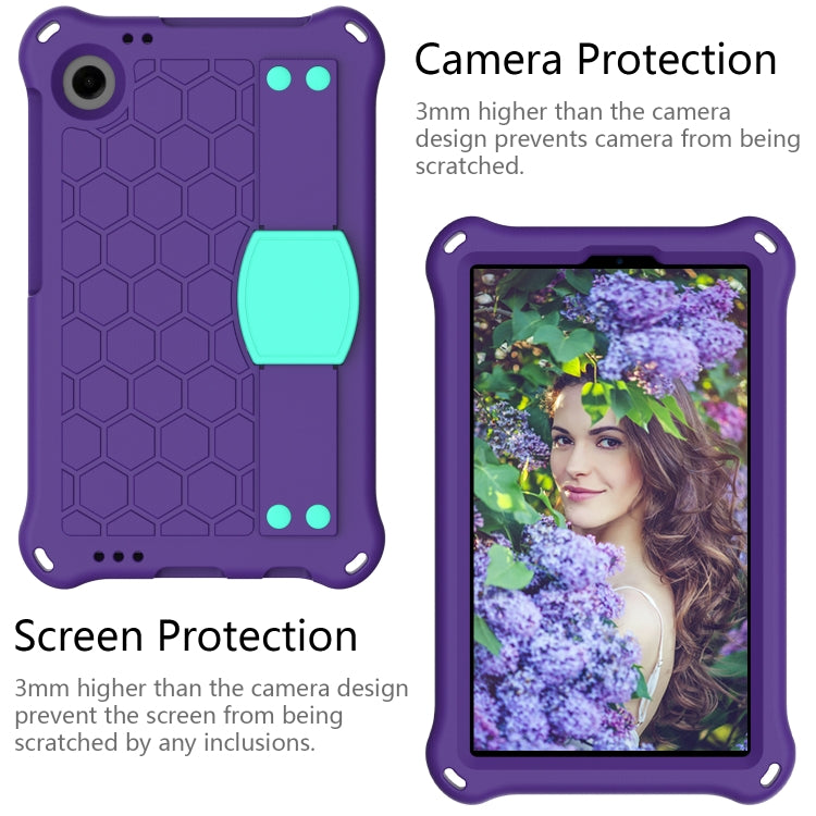 For Alcatel Joy Tab2 2020 / 3T 8.0 Honeycomb EVA Hybrid PC Tablet Case with Strap(Purple+Aqua)