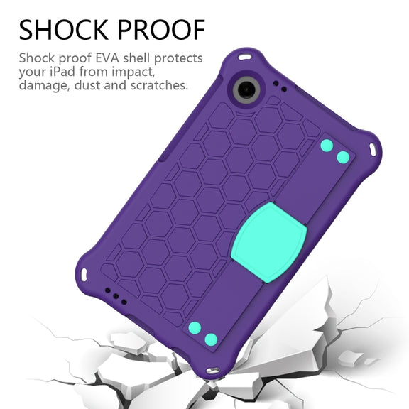 For Alcatel Joy Tab2 2020 / 3T 8.0 Honeycomb EVA Hybrid PC Tablet Case with Strap(Purple+Aqua)