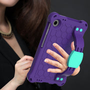 For Alcatel Joy Tab2 2020 / 3T 8.0 Honeycomb EVA Hybrid PC Tablet Case with Strap(Purple+Aqua)