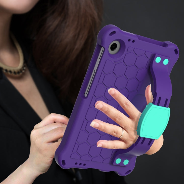 For Alcatel Joy Tab2 2020 / 3T 8.0 Honeycomb EVA Hybrid PC Tablet Case with Strap(Purple+Aqua)