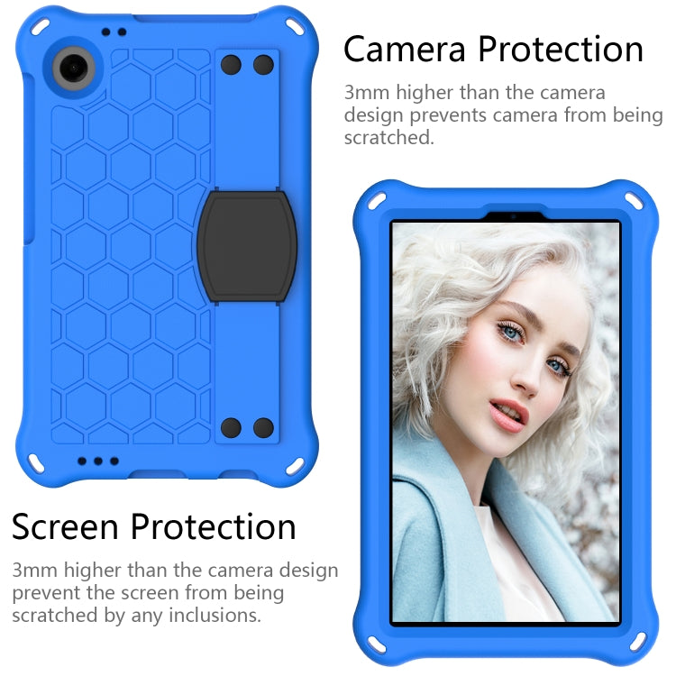 For Alcatel Joy Tab2 2020 / 3T 8.0 Honeycomb EVA Hybrid PC Tablet Case with Strap(Blue+Black)