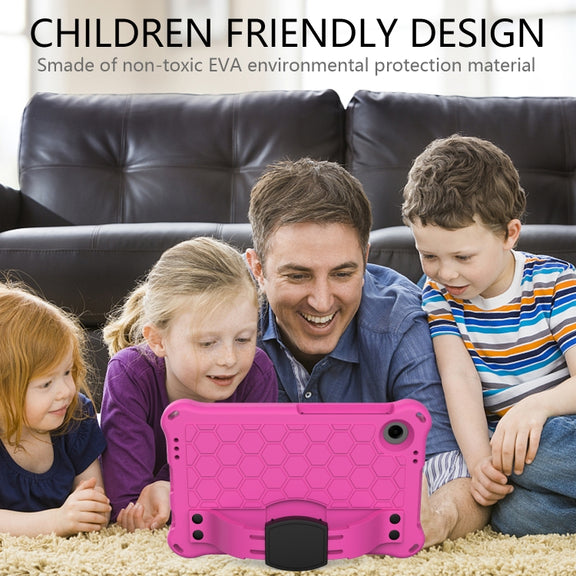 For Alcatel Joy Tab2 2020 / 3T 8.0 Honeycomb EVA Hybrid PC Tablet Case with Strap(Rose Red+Black)