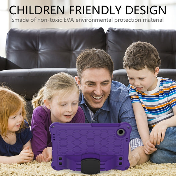For Alcatel Joy Tab2 2020 / 3T 8.0 Honeycomb EVA Hybrid PC Tablet Case with Strap(Purple+Black)