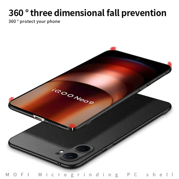 For vivo iQOO Neo9 /Neo9 Pro MOFI Fandun Series Frosted PC Ultra-thin All-inclusive Phone Case(Black)