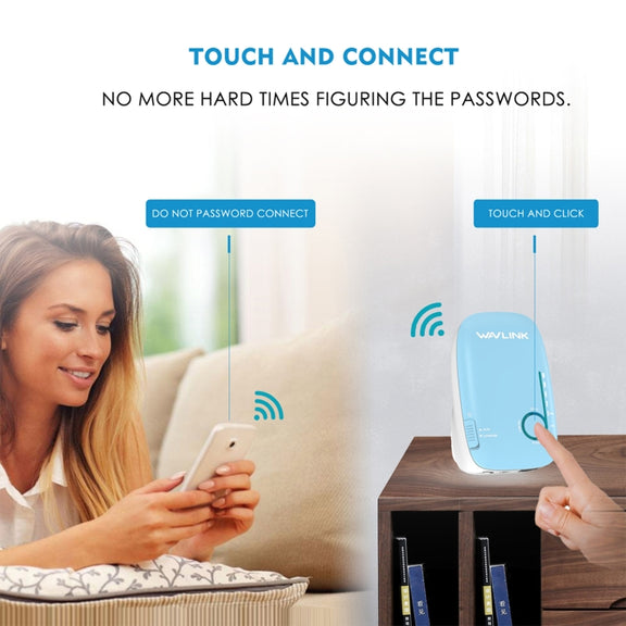 WAVLINK WN576K1 AC1200 Household WiFi Router Network Extender Dual Band Wireless Repeater, Plug:EU Plug (Blue)