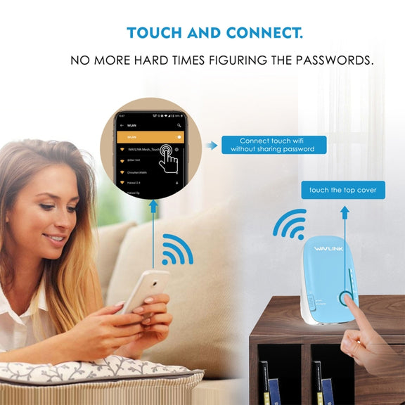 WAVLINK WN576K1 AC1200 Household WiFi Router Network Extender Dual Band Wireless Repeater, Plug:EU Plug (Blue)