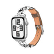 For Apple Watch Series 5 40mm Rhinestone Denim Chain Leather Watch Band(Dark Brown) - Watch Bands by PMC TechLife | Online Shopping South Africa | PMC TechLife | Buy Now Pay Later Mobicred