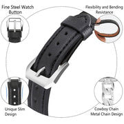 For Apple Watch Series 4 40mm Rhinestone Denim Chain Leather Watch Band(Black)