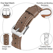 For Apple Watch Series 4 40mm Rhinestone Denim Chain Leather Watch Band(Dark Brown)