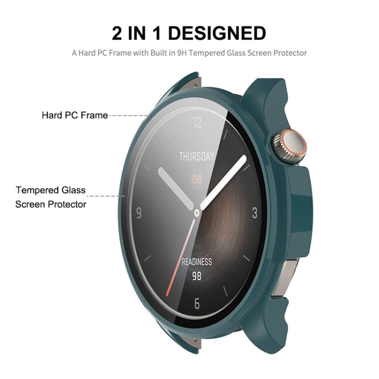 For Amazfit Balance A2286 ENKAY Hat-Prince Full Coverage Tempered Glass Film Integrated PC Watch Case(Dark Green)