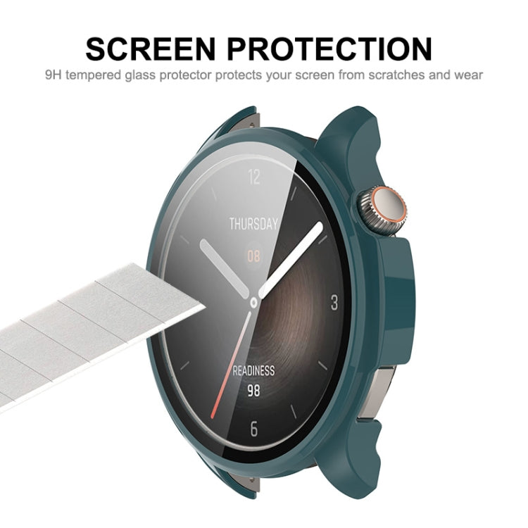 For Amazfit Balance A2286 ENKAY Hat-Prince Full Coverage Tempered Glass Film Integrated PC Watch Case(Dark Green)