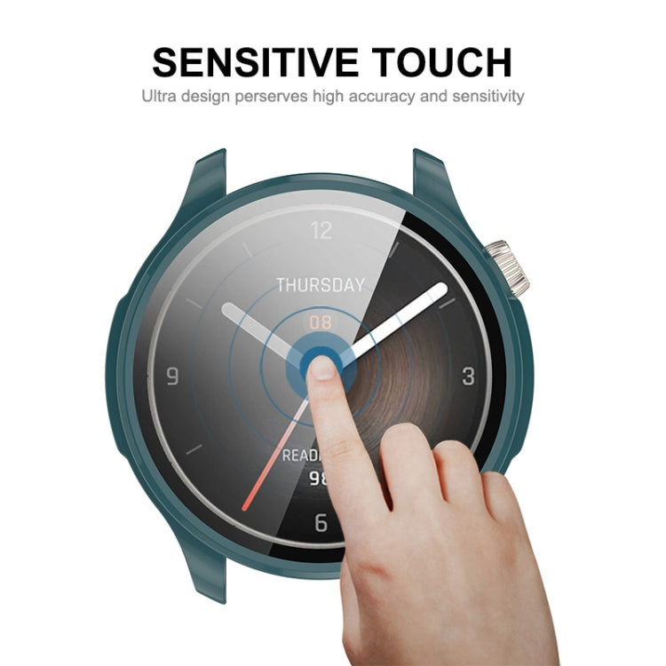For Amazfit Balance A2286 ENKAY Hat-Prince Full Coverage Tempered Glass Film Integrated PC Watch Case(Dark Green)