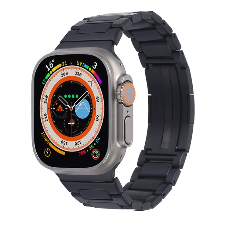 For  Apple Watch Ultra 49mm Stainless Steel H-Shaped Fold Buckle Watch Band(Black) - Watch Bands by PMC TechLife | Online Shopping South Africa | PMC TechLife