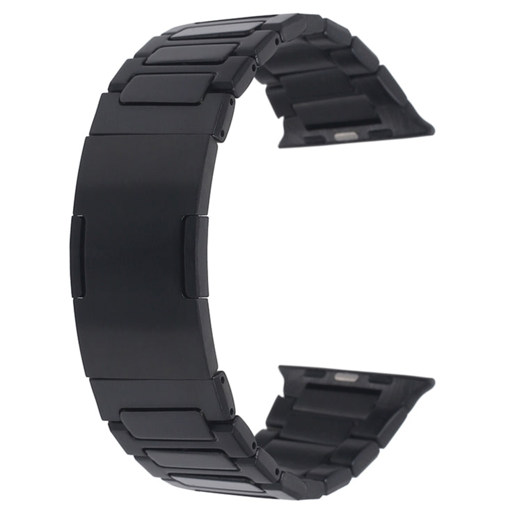 For  Apple Watch Ultra 49mm Stainless Steel H-Shaped Fold Buckle Watch Band(Black)
