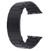 For Apple Watch Series 7 45mm Stainless Steel H-Shaped Fold Buckle Watch Band(Black)