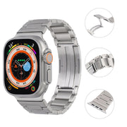 For Apple Watch Series 9 45mm Stainless Steel H-Shaped Fold Buckle Watch Band(Rose Gold)