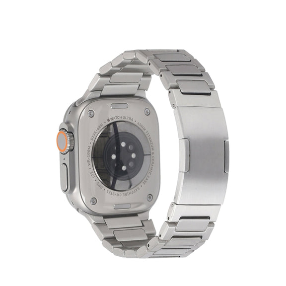 For Apple Watch Series 9 41mm Stainless Steel H-Shaped Fold Buckle Watch Band(Silver)