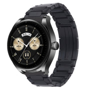 For Huawei Watch Ultimate / Buds H-Shaped Folding Buckle Stainless Steel Metal Watch Band(Black)