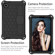 For Samsung Galaxy Tab A9 8.7 X110/X115 Honeycomb EVA Hybrid PC Tablet Case with Strap(Black+Black)