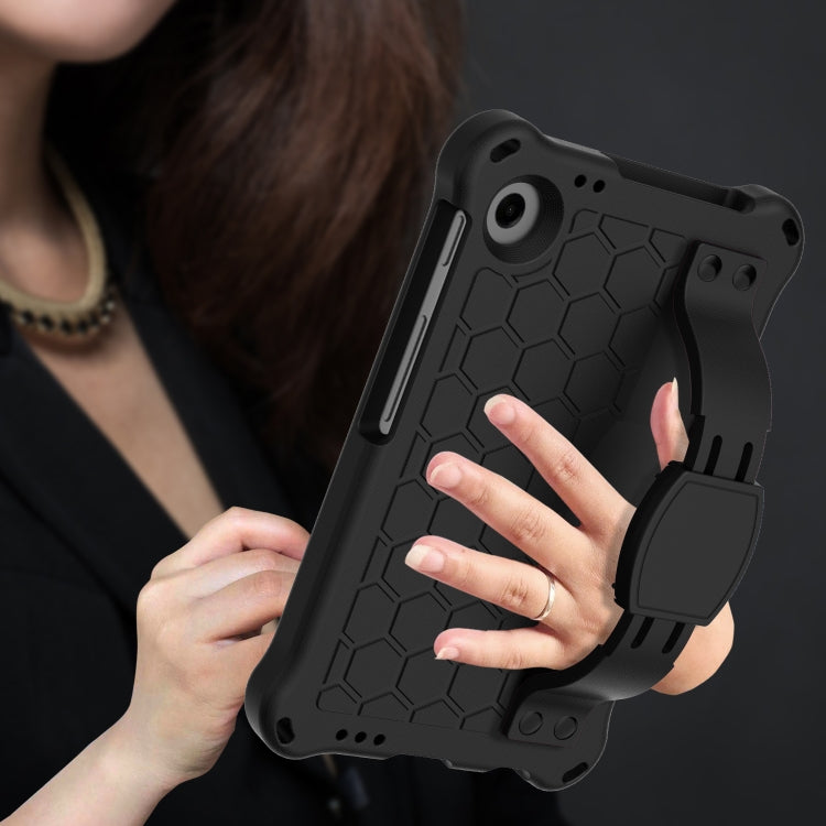 For Samsung Galaxy Tab A9 8.7 X110/X115 Honeycomb EVA Hybrid PC Tablet Case with Strap(Black+Black) - free shipping - PMC TechLife - Order now!