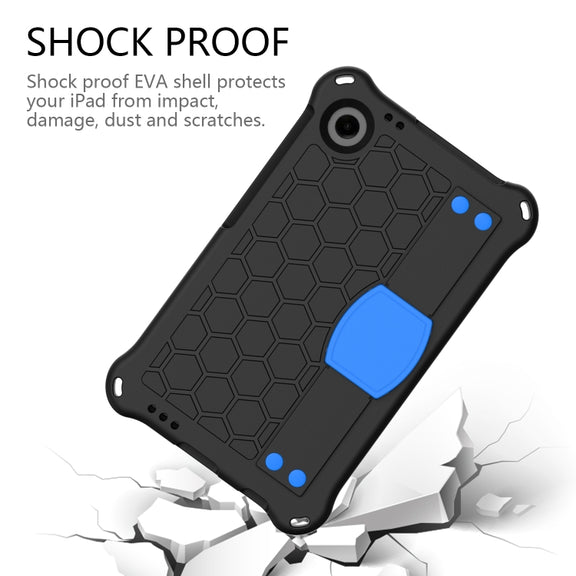 For Samsung Galaxy Tab A9 8.7 X110/X115 Honeycomb EVA Hybrid PC Tablet Case with Strap(Black+Blue)