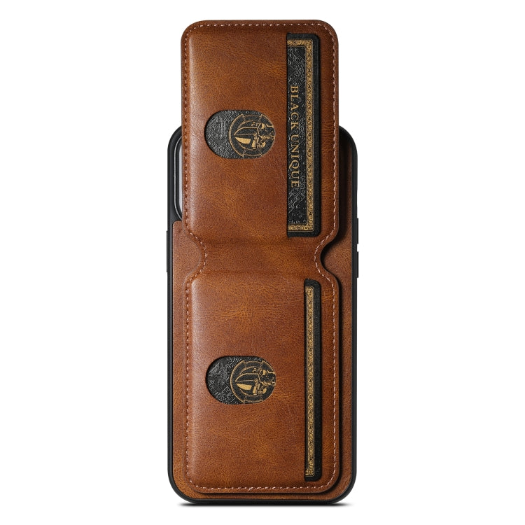 For iPhone 15 Suteni H02 Leather Wallet Stand Back Phone Case(Brown) - free shipping - PMC Jewellery - Order now!