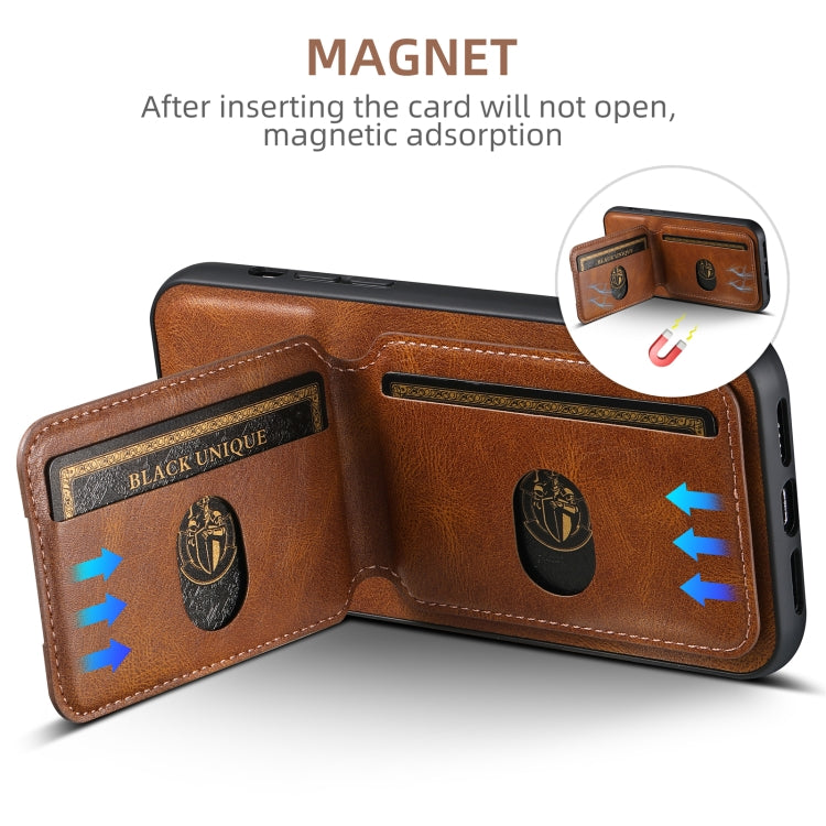 For iPhone 16 Suteni H02 Leather Wallet Stand Back Phone Case(Brown) - free shipping - PMC Jewellery - Order now!