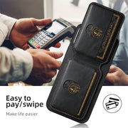 For iPhone 16 Pro Max Suteni H02 Leather Wallet Stand Back Phone Case(Black)