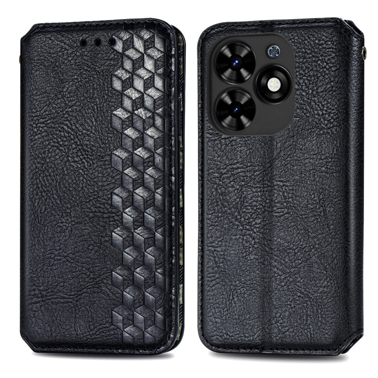 For Tecno Spark Go 2024 Cubic Grid Pressed Magnetic Leather Phone Case(Black) - Tecno Cases by PMC Jewellery | Online Shopping South Africa | PMC Jewellery | Buy Now Pay Later Mobicred