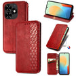 For Tecno Spark Go 2024 Cubic Grid Pressed Magnetic Leather Phone Case(Red) - Tecno Cases by PMC Jewellery | Online Shopping South Africa | PMC Jewellery | Buy Now Pay Later Mobicred