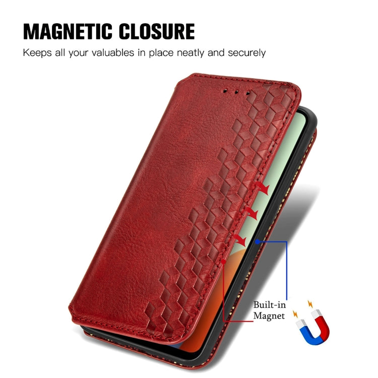 For Tecno Spark Go 2024 Cubic Grid Pressed Magnetic Leather Phone Case(Red) - Tecno Cases by PMC Jewellery | Online Shopping South Africa | PMC Jewellery | Buy Now Pay Later Mobicred