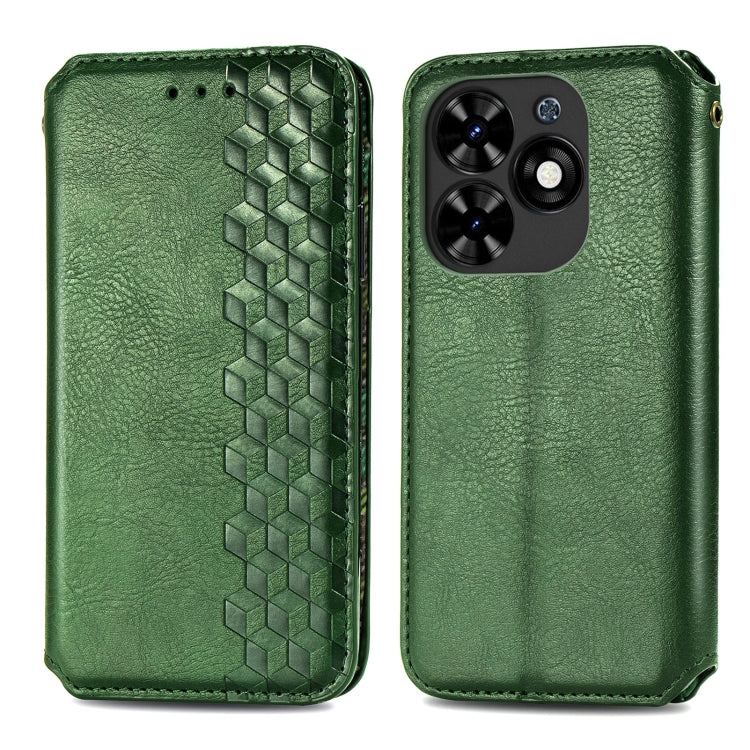 For Tecno Spark Go 2024 Cubic Grid Pressed Magnetic Leather Phone Case(Green) - Tecno Cases by PMC Jewellery | Online Shopping South Africa | PMC Jewellery | Buy Now Pay Later Mobicred