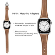 For Apple Watch SE 2023 44mm Plain Leather Butterfly Buckle Watch Band(Dark Brown+Silver)