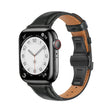 For Apple Watch Series 9 45mm Plain Leather Butterfly Buckle Watch Band(Black+Black) - Watch Bands by PMC TechLife | Online Shopping South Africa | PMC TechLife | Buy Now Pay Later Mobicred