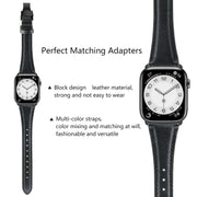 For Apple Watch Series 9 45mm Plain Leather Butterfly Buckle Watch Band(Black+Black)