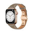 For Apple Watch Series 6 44mm Plain Leather Butterfly Buckle Watch Band(Gray+Rose Gold) - free shipping - PMC TechLife - Order now!
