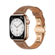 For Apple Watch Series 3 38mm Plain Leather Butterfly Buckle Watch Band(Dark Brown+Rose Gold) - free shipping - PMC TechLife - Order now!